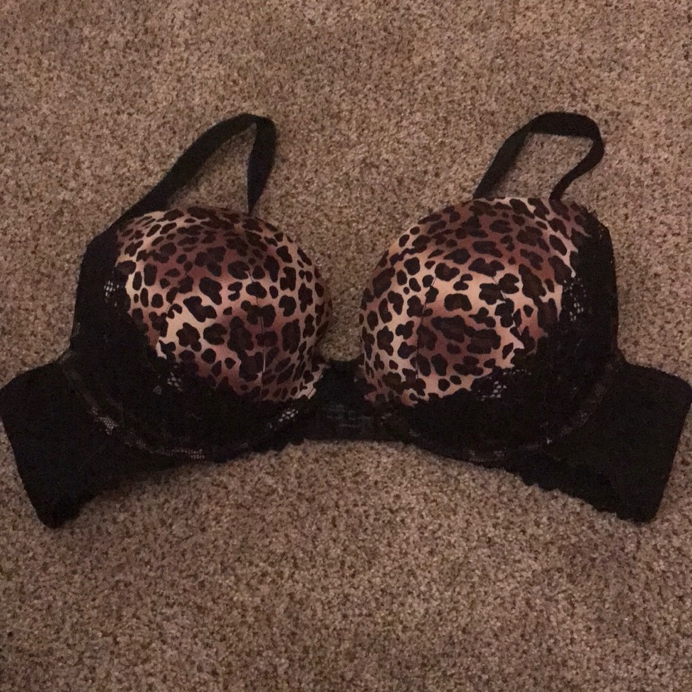 Torrid push-up plunge animal print and lace bra
